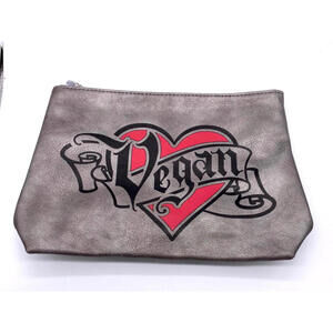 KVD Kat Von D New Vegan Large Pewter/Gray Makeup Bag Pouch Case Charm 12"x8"x1"
